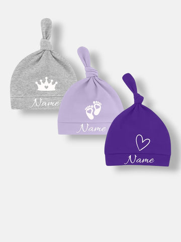 Babymütze 3er Set Grau, Flieder, Lila