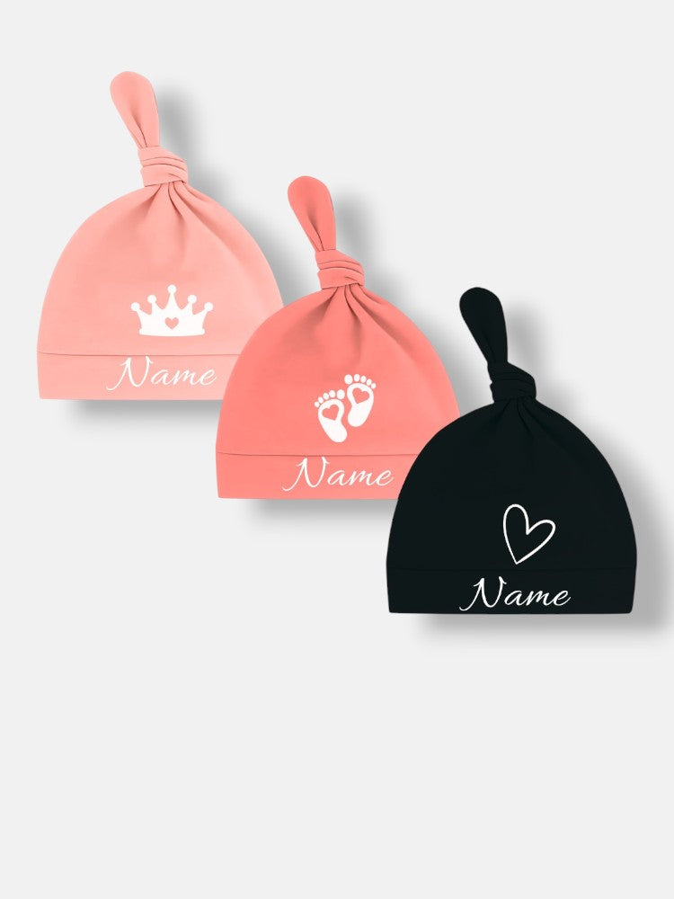 Babymütze 3er Set Rosa, Apricot, Schwarz