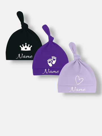 Babymütze 3er Set Schwarz, Lila. Flieder