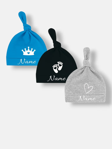 Babymütze 3er Set Blau, Schwarz, Grau