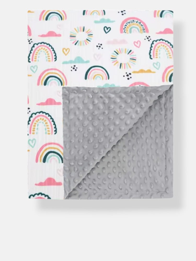 Minky Dot grey/Rainbow
