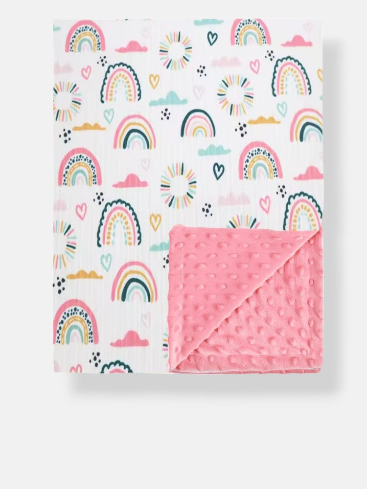 Minky Dot pink/Rainbow - Ahoiikids