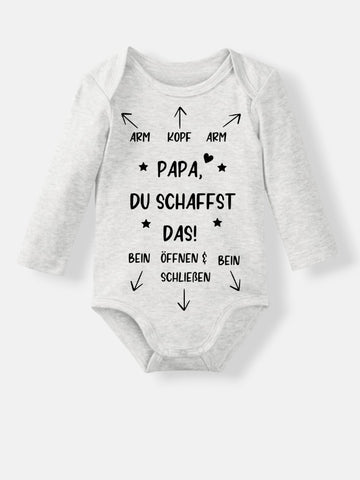 Baby-Body grey - long PAPA DU SCHAFFST DAS!