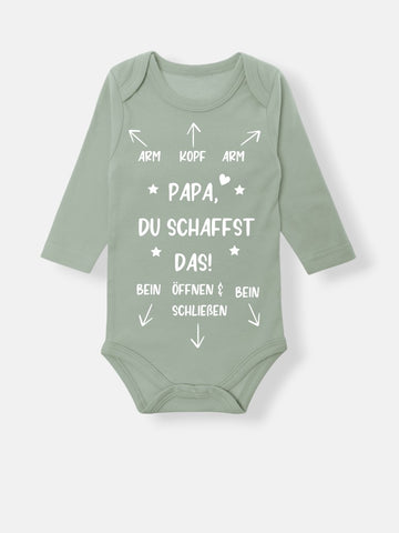 Baby-Body khaki - long PAPA DU SCHAFFST DAS!