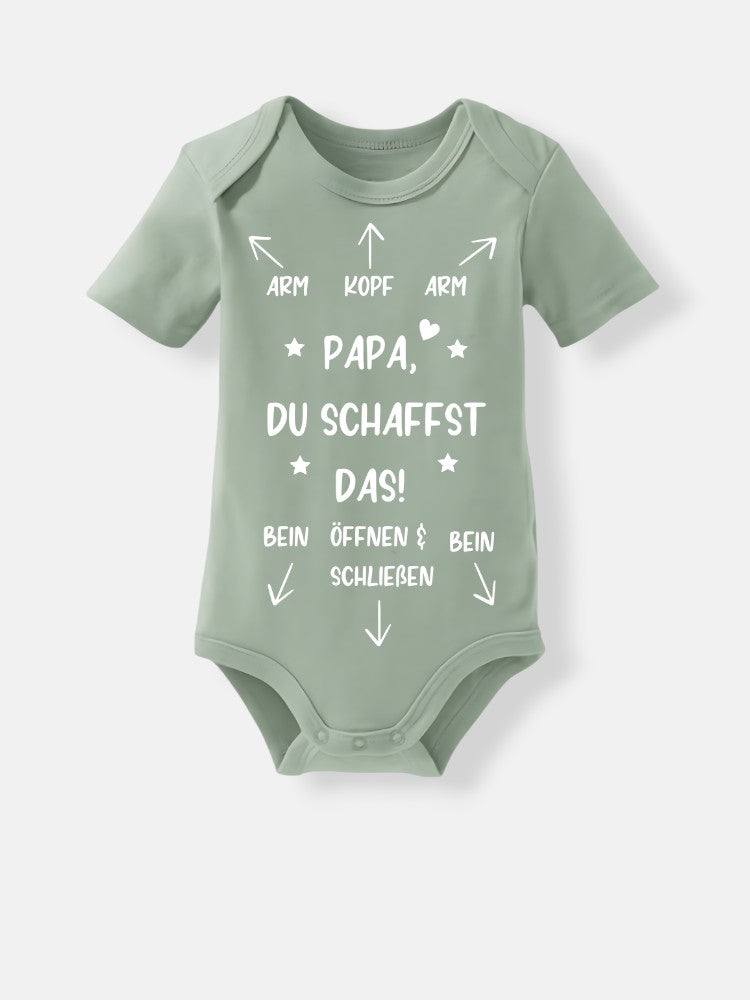 Baby-Body khaki - short PAPA DU SCHAFFST DAS!